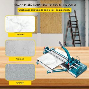 Maszynka do cięcia płytek Vevor Gilotyna do glazury 1200 mm podwójna prowadnica laser precyzyjne cięcie 3