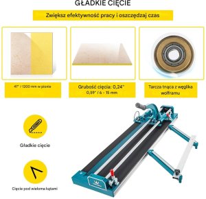 Maszynka do cięcia płytek Vevor Gilotyna do glazury 1200 mm podwójna prowadnica laser precyzyjne cięcie 4