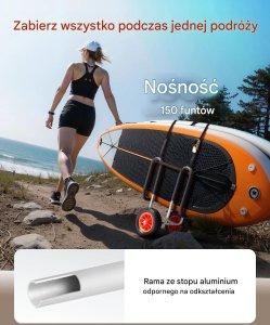 Pesda Press Wózek do kajaka 68 kg z dużymi kołami 25,4 cm i pasem do SUP/surfboard 3