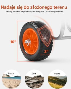 Pesda Press Wózek do kajaka 68 kg z dużymi kołami 25,4 cm i pasem do SUP/surfboard 4