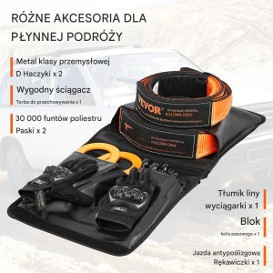 MSW Zestaw off-road wyciągarka 13T 20T lina bloczki rękawice do terenówki ATV 4