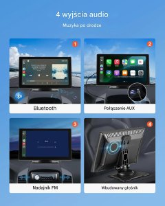 Radio samochodowe Canva Ekran CarPlay/Android Auto 9 dotykowy BT GPS z kamerą cofania do auta 6