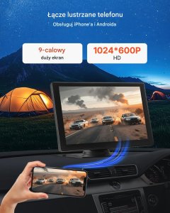 Radio samochodowe Canva Ekran CarPlay/Android Auto 9 dotykowy BT GPS z kamerą cofania do auta 7