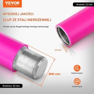 Rawlplug Rura taneczna 40mm obrotowo-statyczna regulowana stalowa do domu i fitness 3