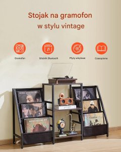 Vasagle Stojak na winyle 3-poziomowy metalowy z półką pod gramofon do salonu 3