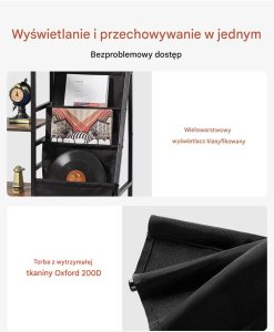 Vasagle Stojak na winyle 3-poziomowy metalowy z półką pod gramofon do salonu 4