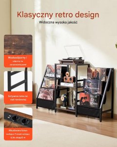 Vasagle Stojak na winyle 3-poziomowy metalowy z półką pod gramofon do salonu 6