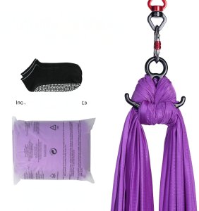Monroe Hamak aerial yoga 8m z osprzętem 100gsm nylon do treningu fioletowy 7
