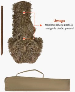 Majowo Parasol tiki 183cm z regulacją styl hawajski odporny na warunki ogrod plaża 5