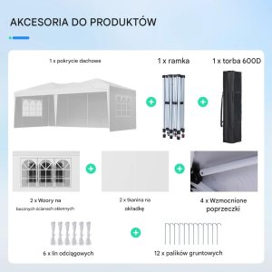 Goodhome Namiot ogrodowy 6x3m składany z 3 ściankami okna regulacja na eventy ogród 2