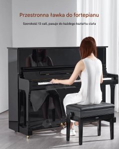 Kaline Ławka do pianina regulowana 49-58cm z pojemnikiem tapicerowane siedzisko 3