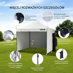 Goodhome Namiot ogrodowy 3x3m z ściankami składany pawilon pop-up torba plaża ogród 6