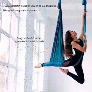 Monroe Hamak aerial yoga 5m z osprzętem 100gsm nylon do treningu zielony 5