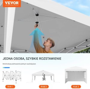 Goodhome Namiot ogrodowy 3x3m składany z 3 ściankami okna regulacja na eventy ogród 3