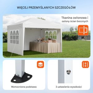 Goodhome Namiot ogrodowy 3x3m składany z 3 ściankami okna regulacja na eventy ogród 7