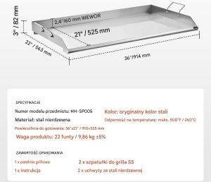 BBQ Płyta grillowa stalowa 910x525 mm uniwersalna z uchwytem do BBQ i biwaku 2