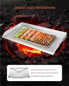 BBQ Płyta grillowa stalowa 910x525 mm uniwersalna z uchwytem do BBQ i biwaku 3
