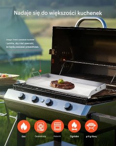 BBQ Płyta grillowa stalowa 910x525 mm uniwersalna z uchwytem do BBQ i biwaku 7