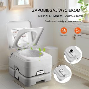 Koopman Toaleta turystyczna przenośna 3.2L z pompką szczelna do kampera i biwaku 5