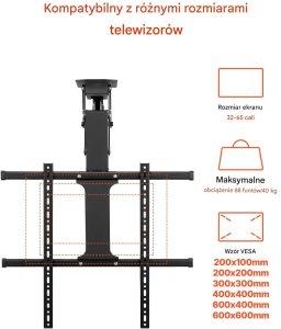 Premium Uchwyt TV sufitowy elektryczny 3265" regulowany motorized flip-down 4