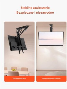 Premium Uchwyt TV sufitowy elektryczny 3265" regulowany motorized flip-down 5