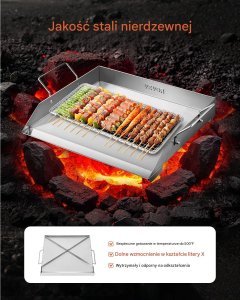 BBQ Płyta grillowa stalowa 44x37cm uniwersalna z uchwytem do i biwaku 3