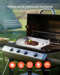 BBQ Płyta grillowa stalowa 44x37cm uniwersalna z uchwytem do i biwaku 7