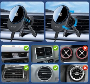 4kom.pl TECH-PROTECT V21 Magnetic MagSafe Dashboard & Vent Car Mount Wireless Charger 25W Qi2.2 Black 7