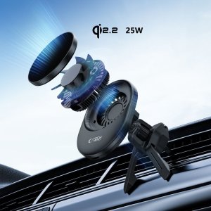 4kom.pl TECH-PROTECT V21 Magnetic MagSafe Dashboard & Vent Car Mount Wireless Charger 25W Qi2.2 Black 8