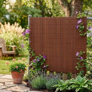 Springos Osłona PVC maskująca na balkon, taras, ogrodzenie 500x140 cm brązowa UNIWERSALNY 2