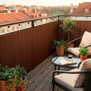 Springos Osłona PVC maskująca na balkon, taras, ogrodzenie 500x140 cm brązowa UNIWERSALNY 3