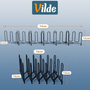 Vilde Stojak na pokrywki i talerze metalowy czarny rozkładany 8-74 cm 4