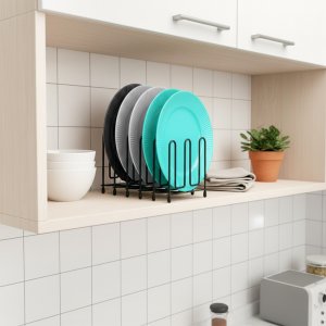 Vilde Stojak na pokrywki i talerze metalowy czarny rozkładany 8-74 cm 5
