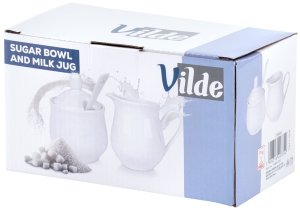 Vilde Cukierniczka i mlecznik porcelanowe białe 3 el. 7