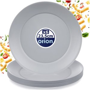 STALMAN Talerze obiadowe płytkie plastikowe szare SANDY 23,5 cm 6 szt. 7