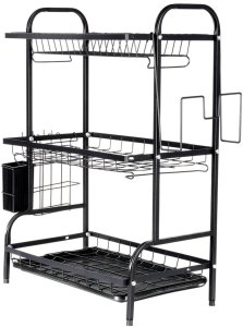 Vilde Suszarka na naczynia metalowa czarna 3-poziomowa 54,5x24,5x60 cm 3
