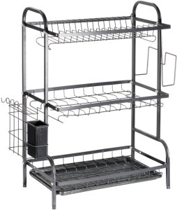 Vilde Suszarka na naczynia metalowa czarna 3-poziomowa 54,5x24,5x60 cm 8