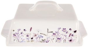 Maselniczka Hit Maselniczka porcelanowa biała kwiaty LOUKA 3