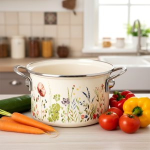 Lumarko Garnek emaliowany kremowy MAKI 18 cm, 2 l 2