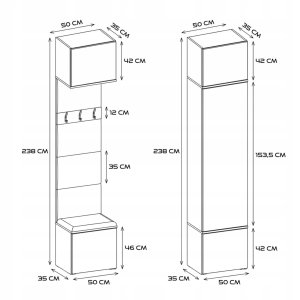 Goodhome Garderoba HAGA III/1Sz2W DĄB SONOMA + 2x Wieszak 9