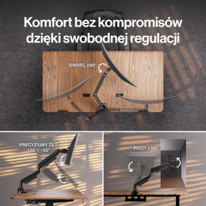 Endorfy Uchwyt biurkowy Atlas GS Pro Single na monitor do 49" (EY8F006) 15