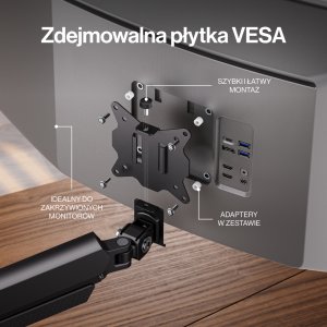 Endorfy Uchwyt biurkowy Atlas GS Single na monitor do 32" (EY8F008) 14