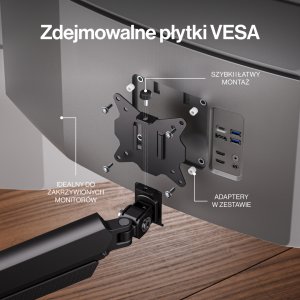 Endorfy Uchwyt biurkowy Atlas GS Double na monitor do 32" (EY8F009) 17