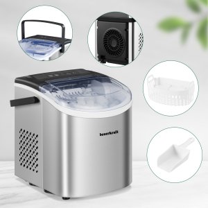 Kostkarka do lodu Adler Automatyczna cicha wydajna kostkarka do lodu Bauerkraft prosta obsługa 12kg/24h srebrny 3
