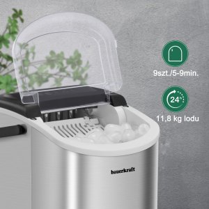 Kostkarka do lodu Adler Automatyczna cicha wydajna kostkarka do lodu Bauerkraft prosta obsługa 12kg/24h srebrny 8