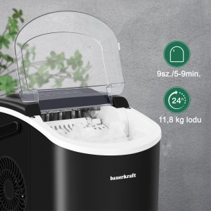 Kostkarka do lodu Bauerkraft Automatyczna cicha wydajna kostkarka do lodu Bauerkraft prosta obsługa 12kg/24h czarny 7