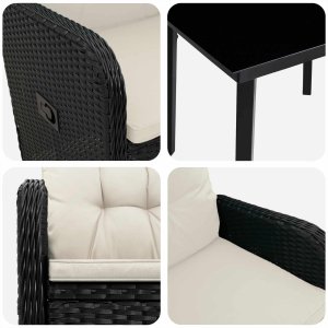 vidaXL Zestaw stolików kawowych 5 pcs Czarny i kremowo-biały 5