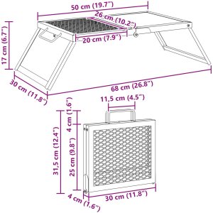 vidaXL vidaXL Składany Grill Campingowy Czarny 31,5 x 26,5 x 4 cm 10