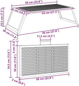 vidaXL vidaXL Składany Grill Campingowy Czarny 58 x 31 x 2 cm Stal stopowa 10