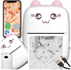 Drukarka etykiet Drukuś mini drukarka termiczna różowy aparat natychmiastowy papier rolki XL 2